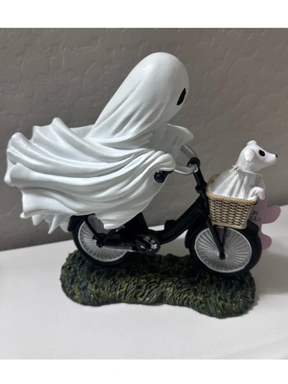 Goblin & Ghoul Ghost Riding Bicycle with Ghost Dog Halloween Figurine